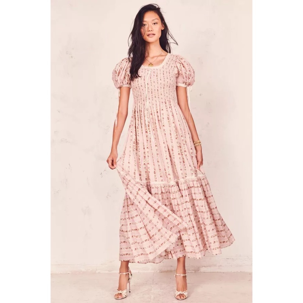 LoveShackFancy pink puff sleeve Judith dress S
